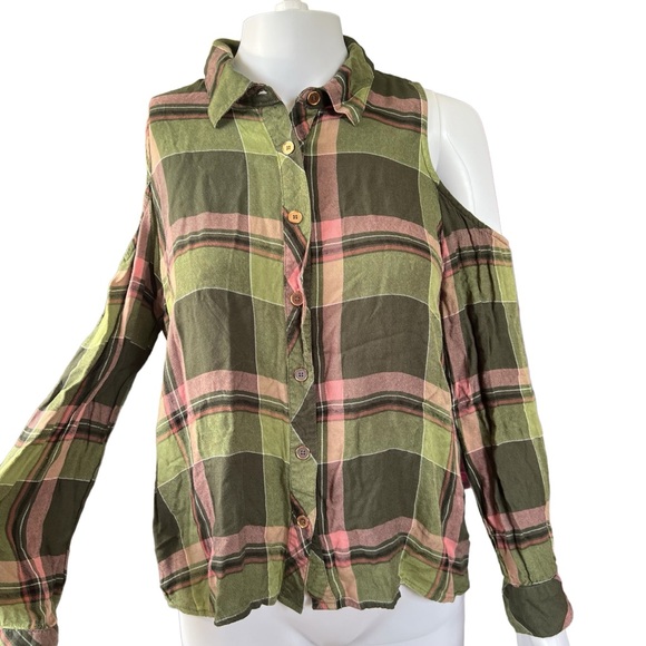 My Michelle Tops - My Michelle - Womens Button Up Cold Shoulder Top Sz. MD